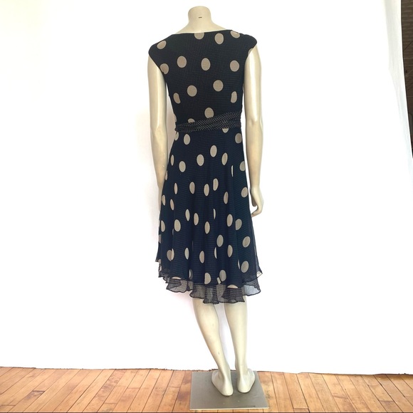 SARA CAMPBELL VINTAGE POLKADOT SILK CHIFFON DRESS - Picture 5 of 15